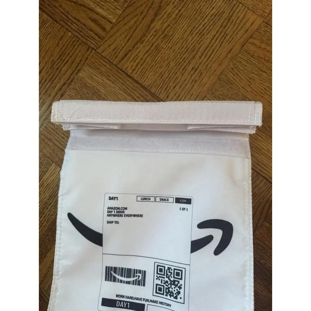 Amazon Employee Insulated Lunch Bax Box Custom Shipping Label Graphic White